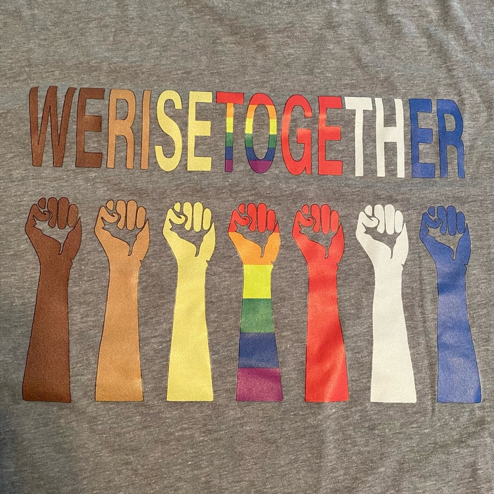 EUC  “We Rise Together” mens 2XL tee